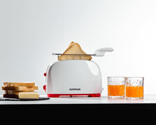 G3 Ferrari G10179 Tostapane To-Stàr, 800 Watt, Pinze INOX, Ampie fessure per toast farciti, Vassoio raccogli briciole, 7 livelli di cottura, Bianco