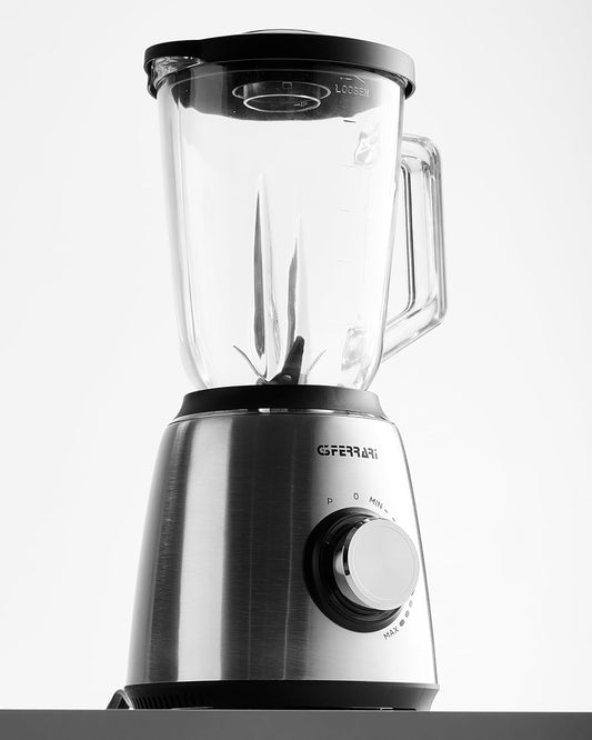 G3 Ferrari G20165 Frullatore "Turbine", 1,5 Litri, 1300 W, Bicchiere in Vetro, 6 Lame, Velocità Variabile, Pulse, Corpo INOX