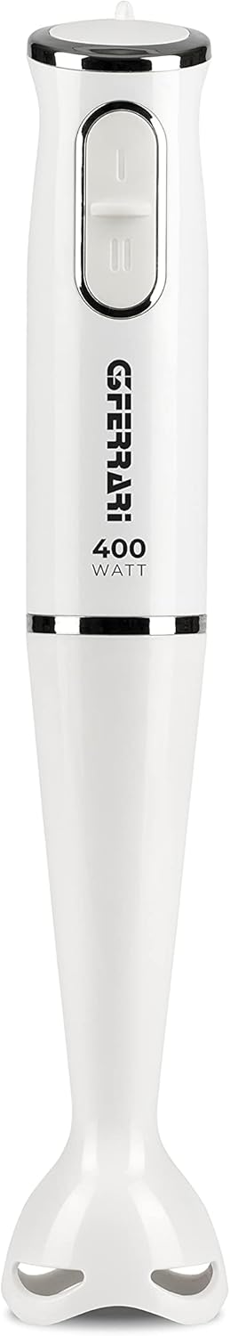 G3 Ferrari G20141 EasyMix Mixer a Immersione, 400 W, Motore DC, Lame INOX, 2 Velocità, Fusto smontabile, Impugnatura ergonomica, Bianco