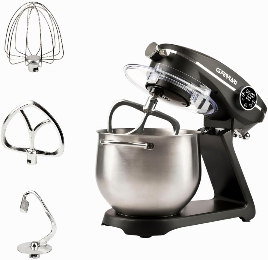 G3 Ferrari G20137 Pastaio Elegance Impastatrice Planetaria a Presa Diretta, 2300 W Max, 8 Litri, Corpo in metallo, 10 Velocità, Display touch screen, Contenitore 8L in Acciaio Inox, Accessori inclusi