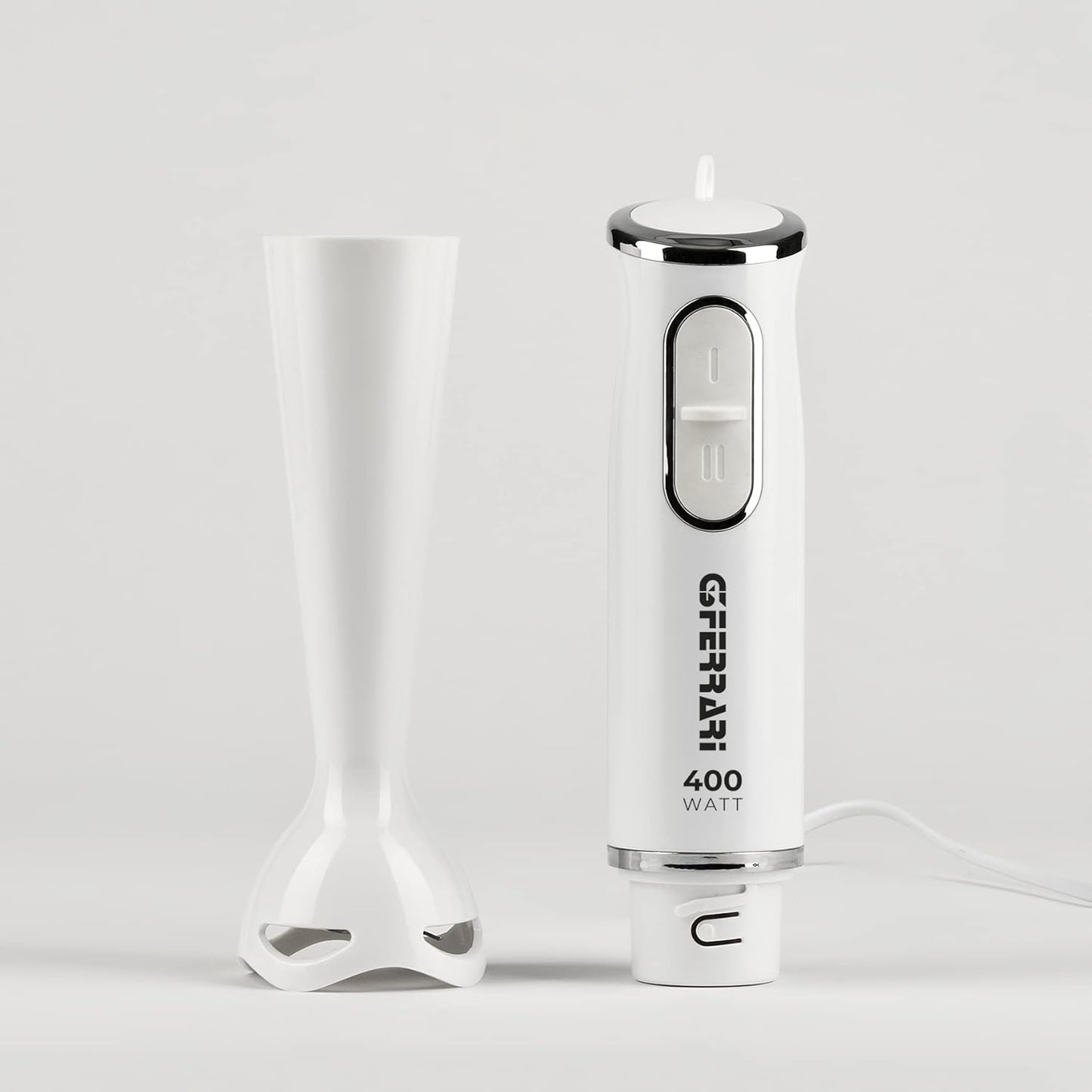 G3 Ferrari G20141 EasyMix Mixer a Immersione, 400 W, Motore DC, Lame INOX, 2 Velocità, Fusto smontabile, Impugnatura ergonomica, Bianco