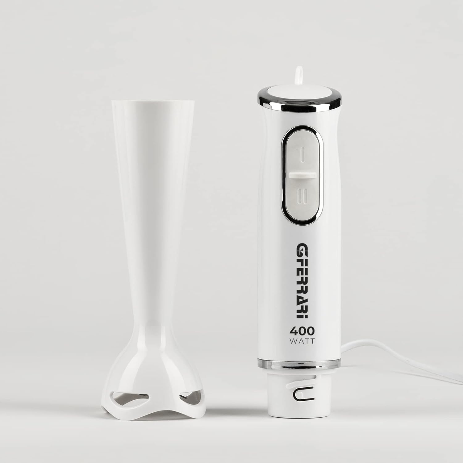 G3 Ferrari G20141 EasyMix Mixer a Immersione, 400 W, Motore DC, Lame INOX, 2 Velocità, Fusto smontabile, Impugnatura ergonomica, Bianco