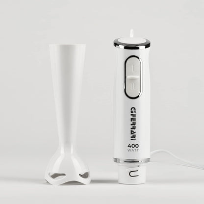 G3 Ferrari G20141 EasyMix Mixer a Immersione, 400 W, Motore DC, Lame INOX, 2 Velocità, Fusto smontabile, Impugnatura ergonomica, Bianco