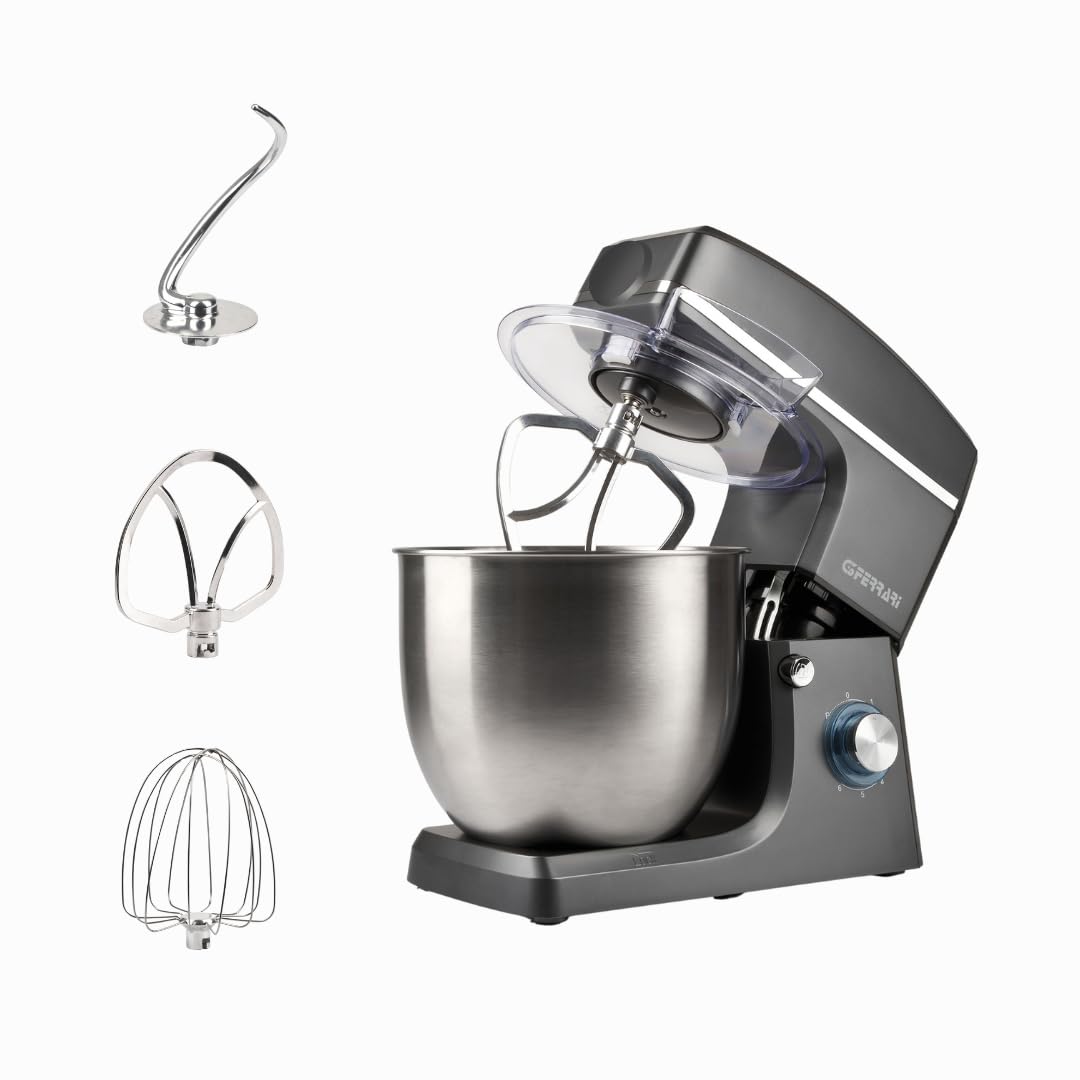 G3 Ferrari G20113 Impastatrice Planetaria con Tirapasta Pastaio 10&Lode, 2200 W (MAX), 10 Litri, Contenitore Inox, 6 velocità + Pulse, Nero/Acciaio