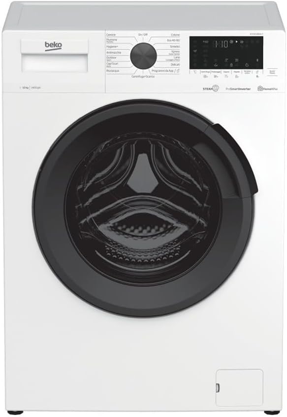 Beko WTX101486AI/IT - Lavatrice 10 Kg, Classe A, 1400 giri, Vapore, Bianco
