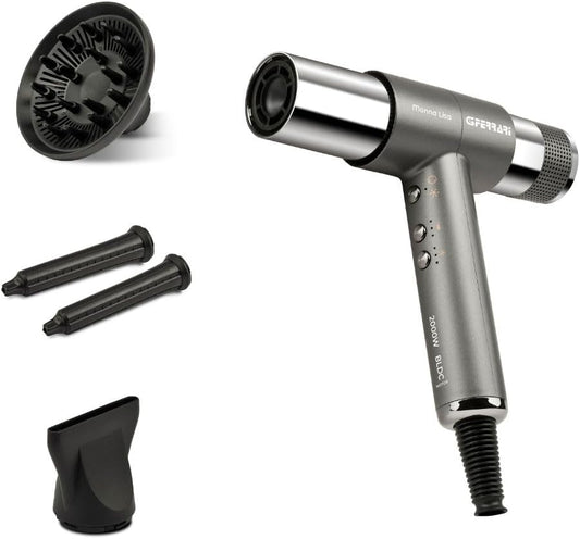 G3 Ferrari G30061 Monna Lisa Asciugacapelli Brushless Professionale, Motore BLDC, 2000 W, 3 Velocità, Funzione Ionic Oxy-active, 110.000 RPM, Diffusore, Concentratore e 2 Coni Wave Design