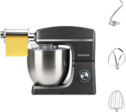 G3 Ferrari G20113 Impastatrice Planetaria con Tirapasta Pastaio 10&Lode, 2200 W (MAX), 10 Litri, Contenitore Inox, 6 velocità + Pulse, Nero/Acciaio