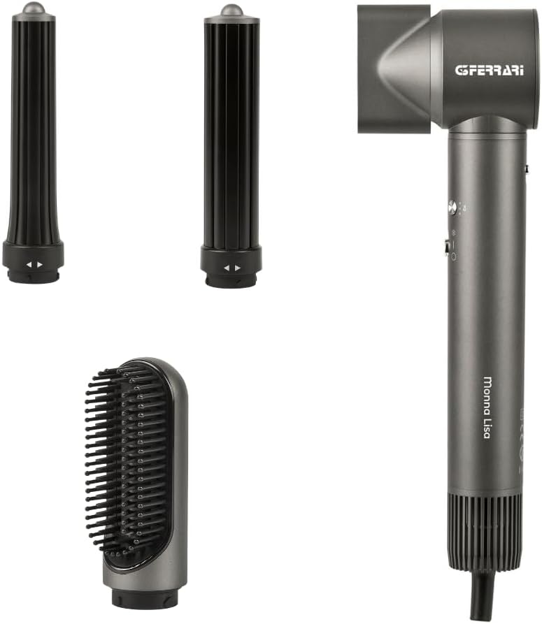 G3 Ferrari G30068 Monna Lisa Asciugacapelli 5 in 1, 1300W, 3 Velocità, 4 Temperature, Funzione Ionic, Incluso 5 Accessori