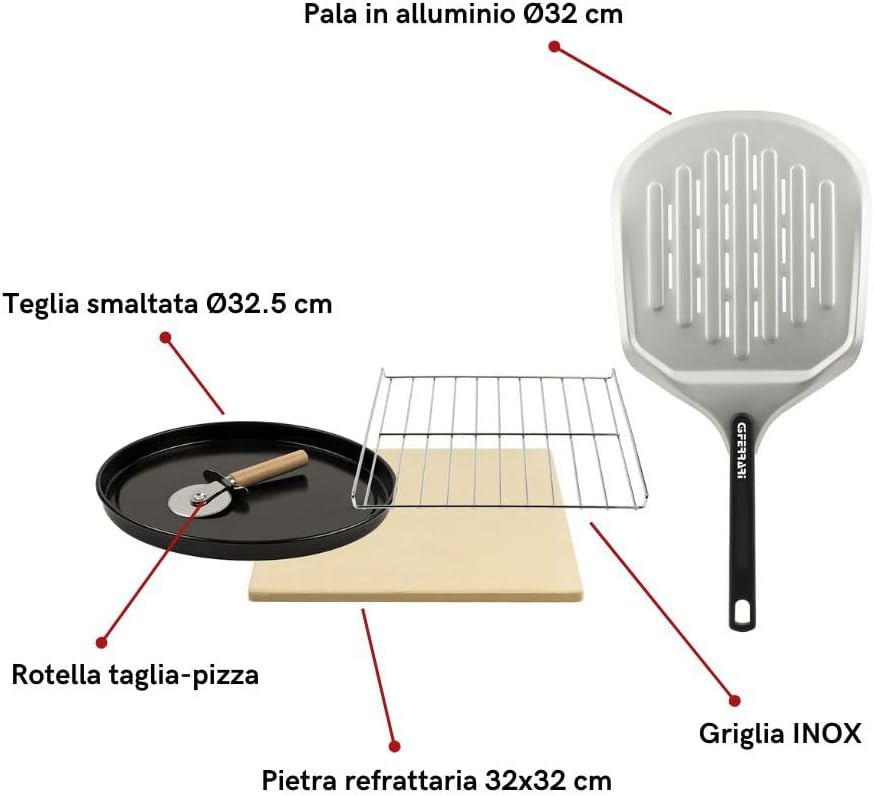 G3 Ferrari G10186 "Pronto Pizza 2 Minuti", 1700 W, Raggiunge fino i 430°C, Pareti fredde, Cottura in 2 minuti, Display digitale, 8 programmi, Pietra refrattaria, Accessori e Ricettari inclusi, Nero