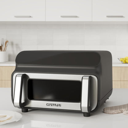 G3 Ferrari G10181 Friggitrice e griglia ad Aria BBQ, 2000W, 10 Litri XXL, 8 Programmi, Multifunzione, Barbecue Smokeless, BPA PFOA Safe, Accessori e Ricettario inclusi, Timer, Nero/Grigio Argento