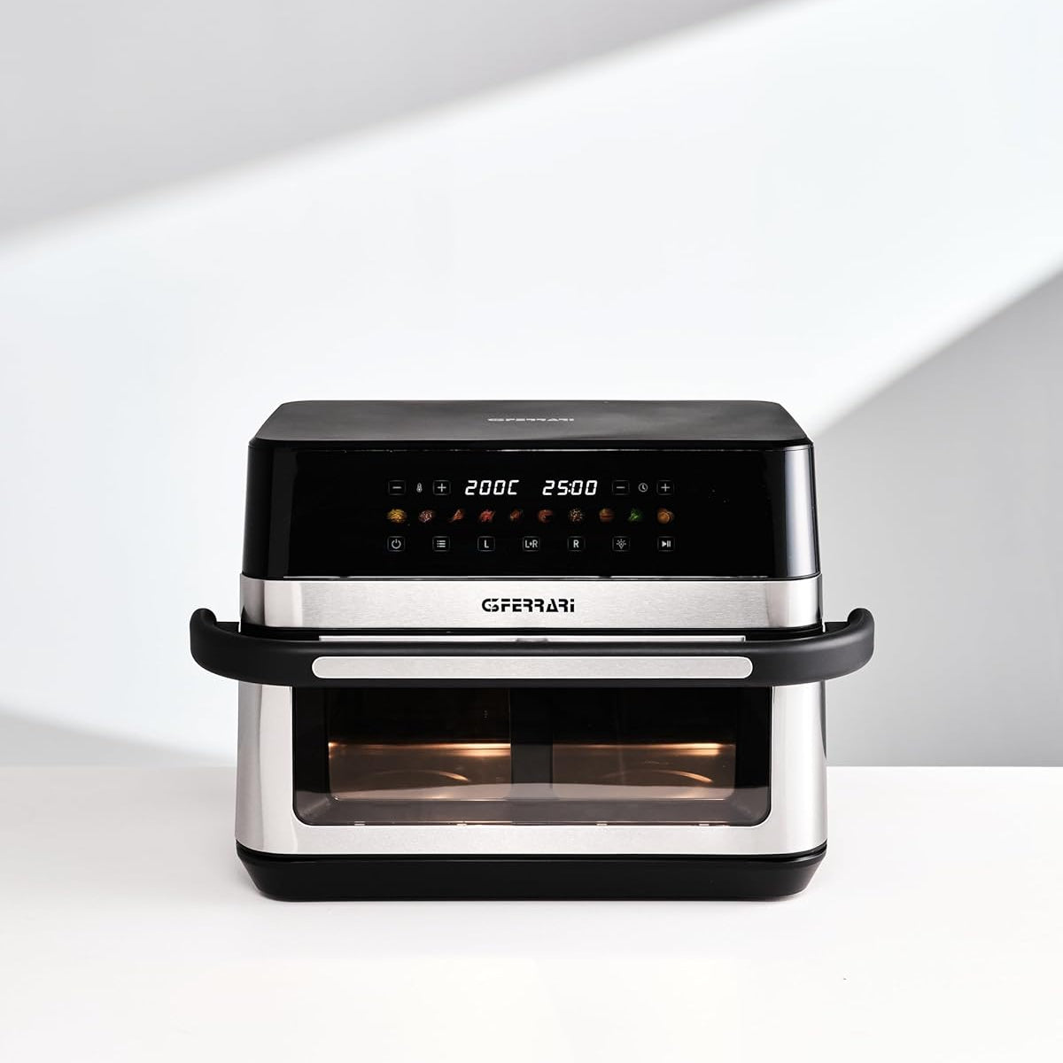 G3 Ferrari G10223 Friggitrice ad Aria, "Friggisano 6+6", 2200 W, 12 Lt, 10 Programmi, Display a Colori, Funzione Essiccatore, Luce Interna, Contenitore e Vassoio Antiaderenti, Ricettario Incluso