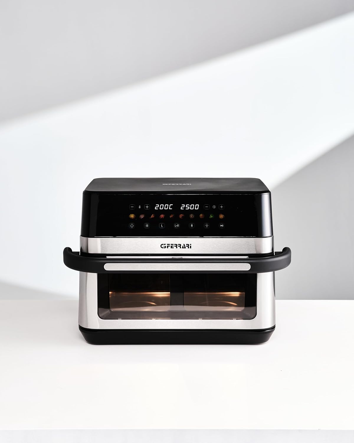 G3 Ferrari G10223 Friggitrice ad Aria, "Friggisano 6+6", 2200 W, 12 Lt, 10 Programmi, Display a Colori, Funzione Essiccatore, Luce Interna, Contenitore e Vassoio Antiaderenti, Ricettario Incluso