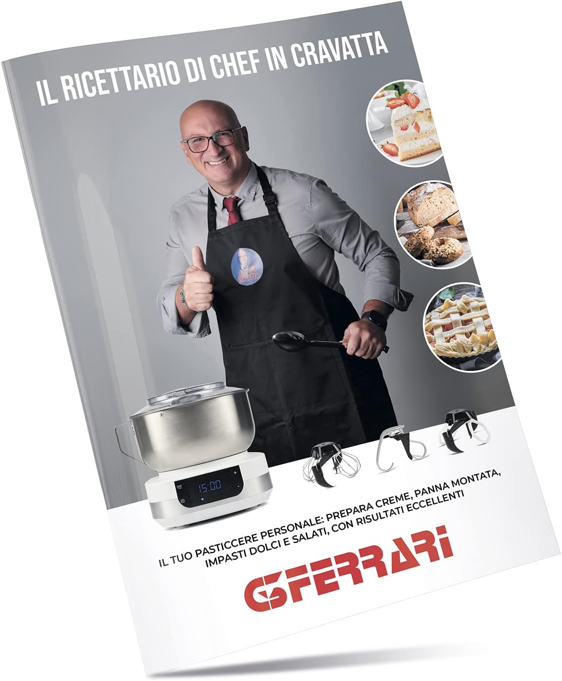 G3 Ferrari G20145 Impastatrice Planetaria Pastaio Gourmet, 1500 Watt, 5 Litri, Ciotola Inox con maniglia, Display digitale, 5 velocità, Timer, Ricettario incluso