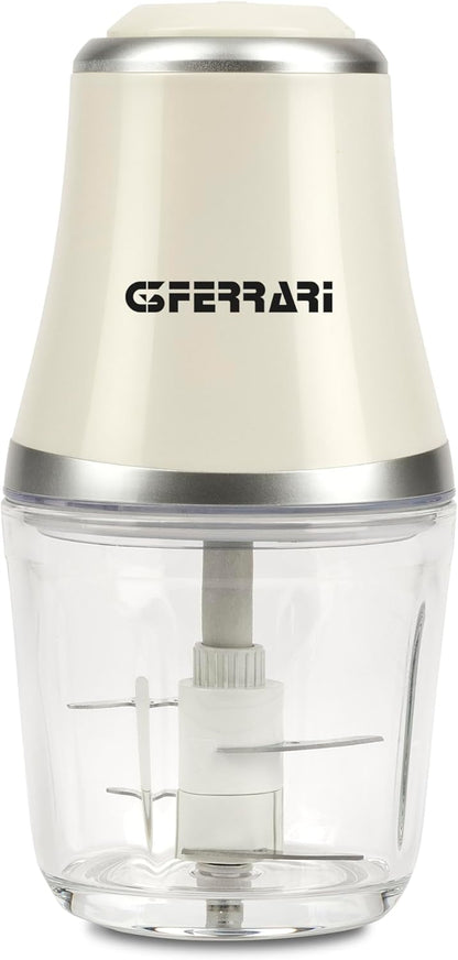 G3 Ferrari G20163 Tritatutto Vetromix, 500W, Bicchiere in Vetro, 500 ml, Funzionamento Pulse, Silenzioso, Lame INOX, Trita Carne, Verdure, Frutta, Bianco