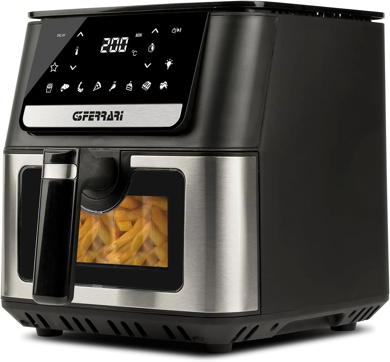 G3 Ferrari G10207 Friggisano 6.5L Friggitrice ad Aria 6,5 Litri, 1700 W, Display digitale, 8 programmi, Vassoio rialzabile, Funzione Grill, Ricettario incluso, Nero