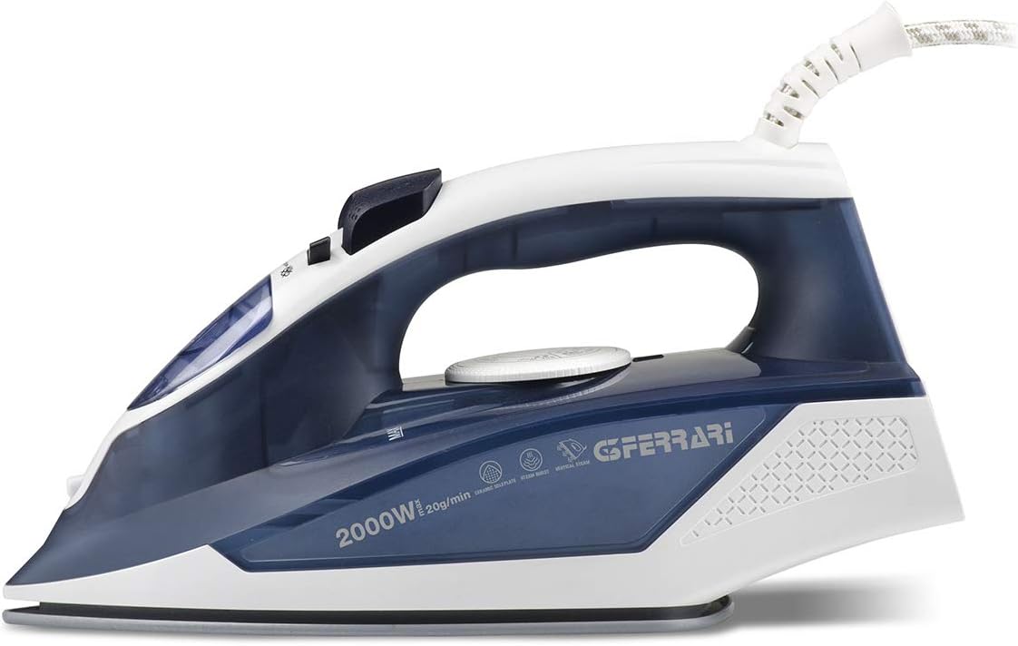 G3 Ferrari G40014 Opera Ferro da Stiro a Vapore, 2000 W, Piastra in Ceramica, Capacità 230cc, Colpo vapore 90 g/min, Funzione spray, Blu