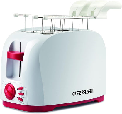 G3 Ferrari G10179 Tostapane To-Stàr, 800 Watt, Pinze INOX, Ampie fessure per toast farciti, Vassoio raccogli briciole, 7 livelli di cottura, Bianco