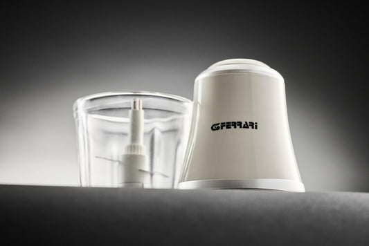 G3 Ferrari G20163 Tritatutto Vetromix, 500W, Bicchiere in Vetro, 500 ml, Funzionamento Pulse, Silenzioso, Lame INOX, Trita Carne, Verdure, Frutta, Bianco