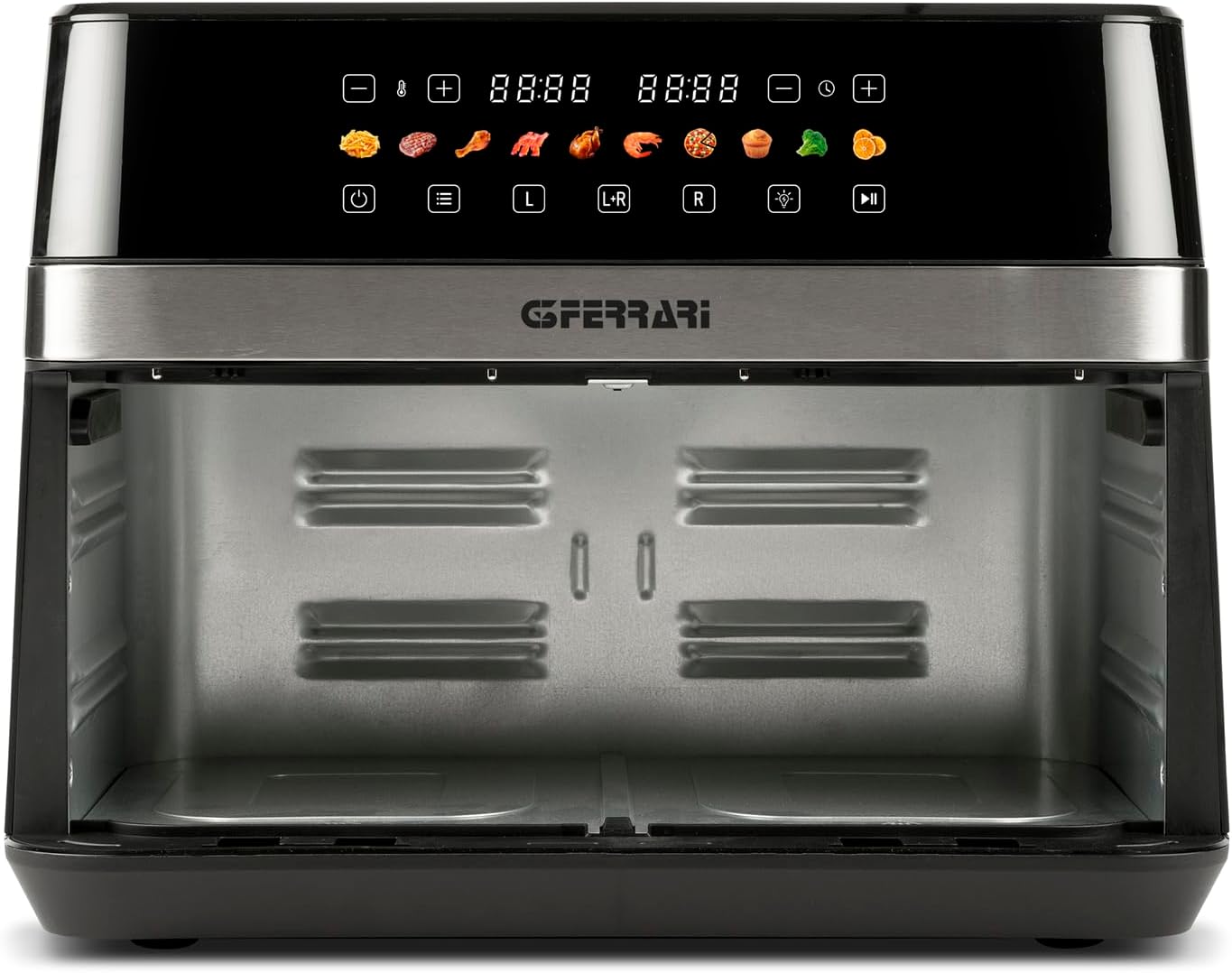 G3 Ferrari G10223 Friggitrice ad Aria, "Friggisano 6+6", 2200 W, 12 Lt, 10 Programmi, Display a Colori, Funzione Essiccatore, Luce Interna, Contenitore e Vassoio Antiaderenti, Ricettario Incluso