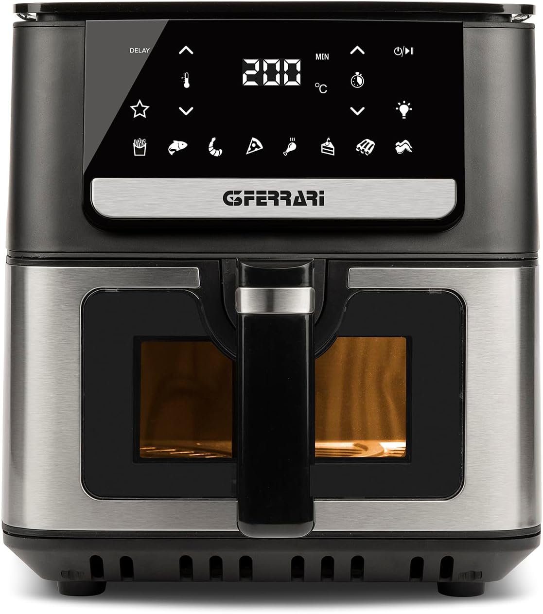 G3 Ferrari G10207 Friggisano 6.5L Friggitrice ad Aria 6,5 Litri, 1700 W, Display digitale, 8 programmi, Vassoio rialzabile, Funzione Grill, Ricettario incluso, Nero