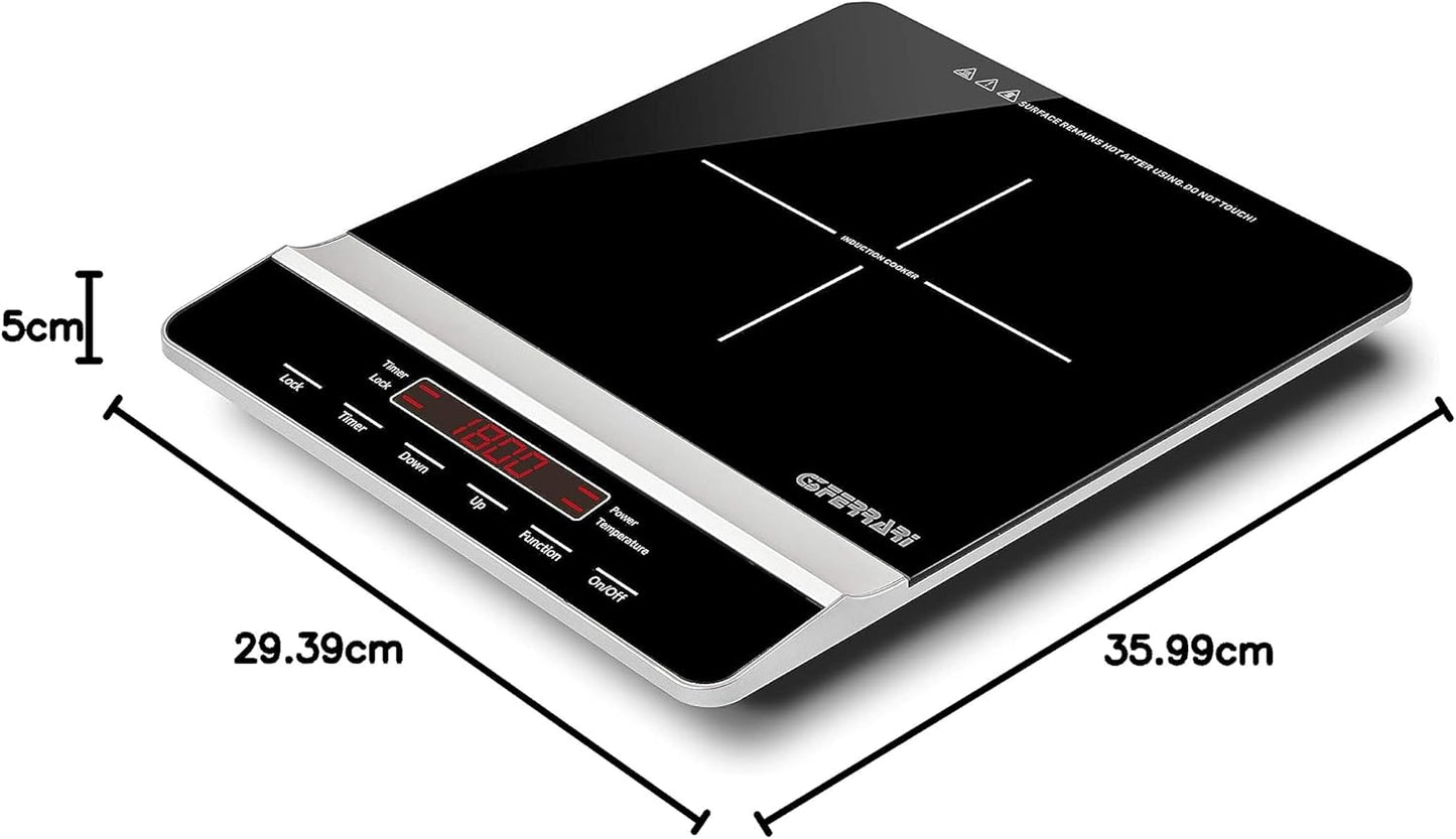G3 Ferrari G10137 Dinamiko Piastra ad Induzione, 1800 W, Design Slim, Regolazione temperatura, Timer 3 ore, Vetro, Comandi Soft-touch