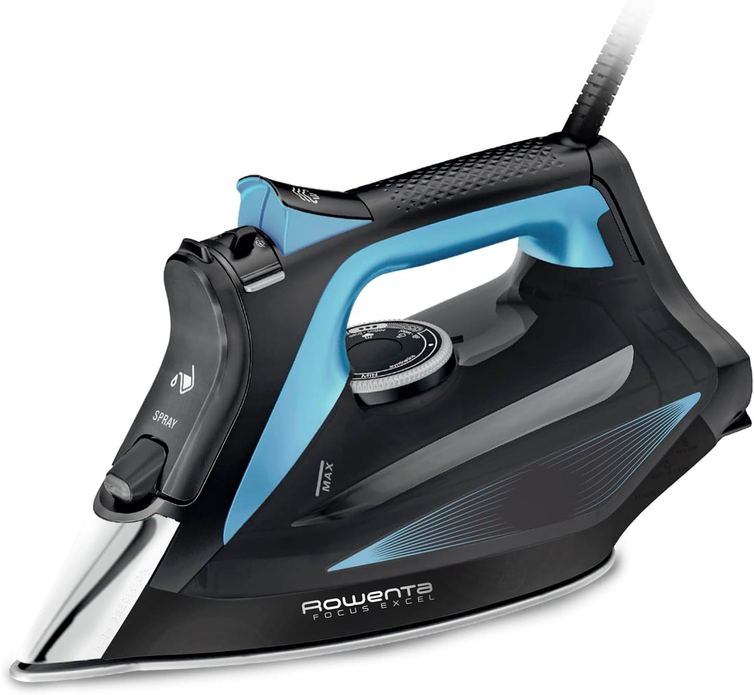 Rowenta Focus Excel Ferro da stiro a vapore, potente distribuzione del vapore, punta ad alta precisione, facile e sicuro, stiratura super veloce, risparmio energetico, DW5310D1
