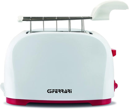 G3 Ferrari G10179 Tostapane To-Stàr, 800 Watt, Pinze INOX, Ampie fessure per toast farciti, Vassoio raccogli briciole, 7 livelli di cottura, Bianco