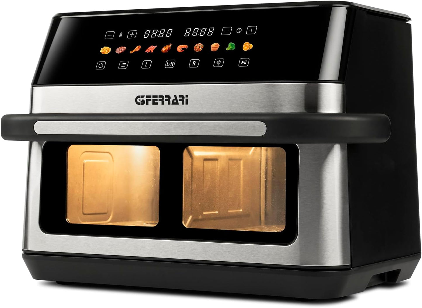 G3 Ferrari G10223 Friggitrice ad Aria, "Friggisano 6+6", 2200 W, 12 Lt, 10 Programmi, Display a Colori, Funzione Essiccatore, Luce Interna, Contenitore e Vassoio Antiaderenti, Ricettario Incluso