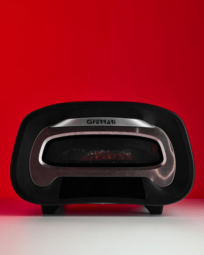 G3 Ferrari G10186 "Pronto Pizza 2 Minuti", 1700 W, Raggiunge fino i 430°C, Pareti fredde, Cottura in 2 minuti, Display digitale, 8 programmi, Pietra refrattaria, Accessori e Ricettari inclusi, Nero