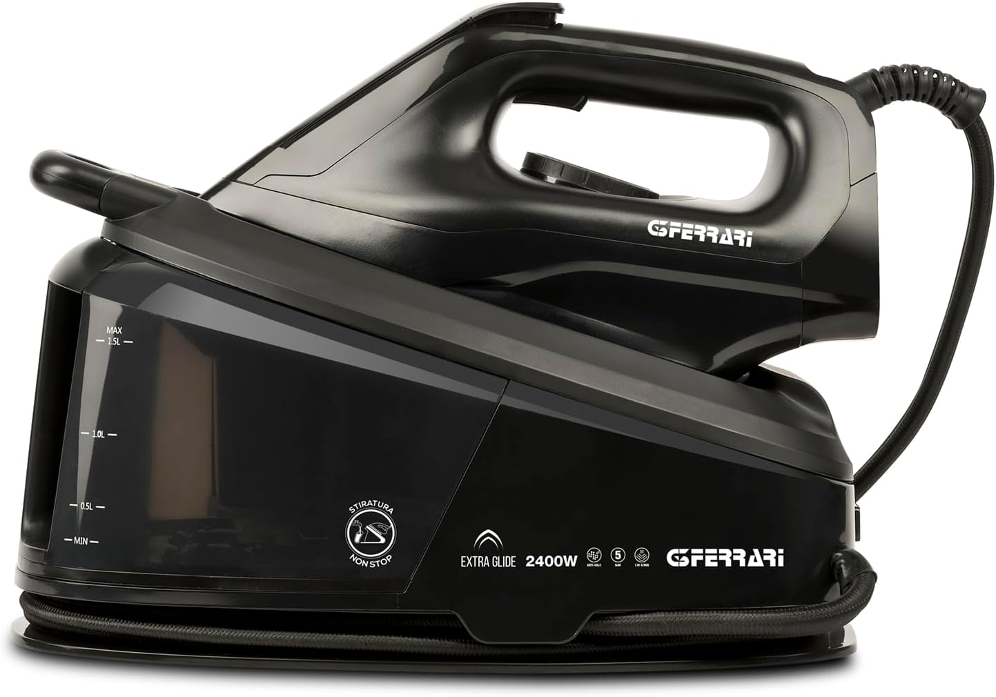 G3 Ferrari G40025 Extra Glide Ferro da stiro, 2400 W, 1,5 Lt di Capacità, Regolazione Temperatura, Pannello Comandi Digitale, Piastra in Ceramica, Stiratura NON STOP