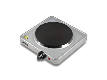 G3 Ferrari G10122 Caldòs Fornello Elettrico Doppio, 1500 + 1000 W, 5 livelli di regolazione temperatura, Piastre in ghisa, Doppia spia di accensione, Potente e versatile per campeggio, Argento