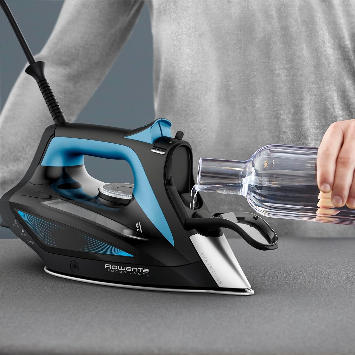 Rowenta Focus Excel Ferro da stiro a vapore, potente distribuzione del vapore, punta ad alta precisione, facile e sicuro, stiratura super veloce, risparmio energetico, DW5310D1