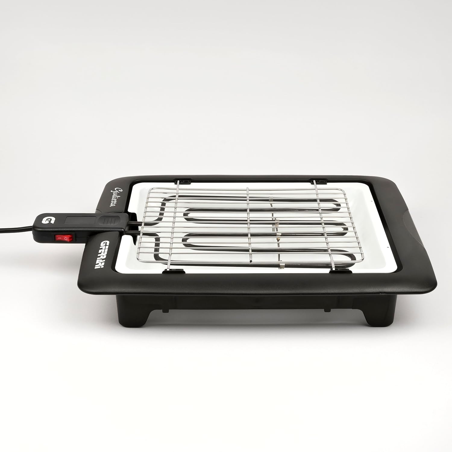 G3 Ferrari G10024 Giulietta Barbecue Elettrico, 2000 W, Griglie Inox, Area cottura 31 x 25 cm, Vassoio porcellanato per facile pulizia, Resistenza in acciaio corazzato, Griglia doppia, Nero