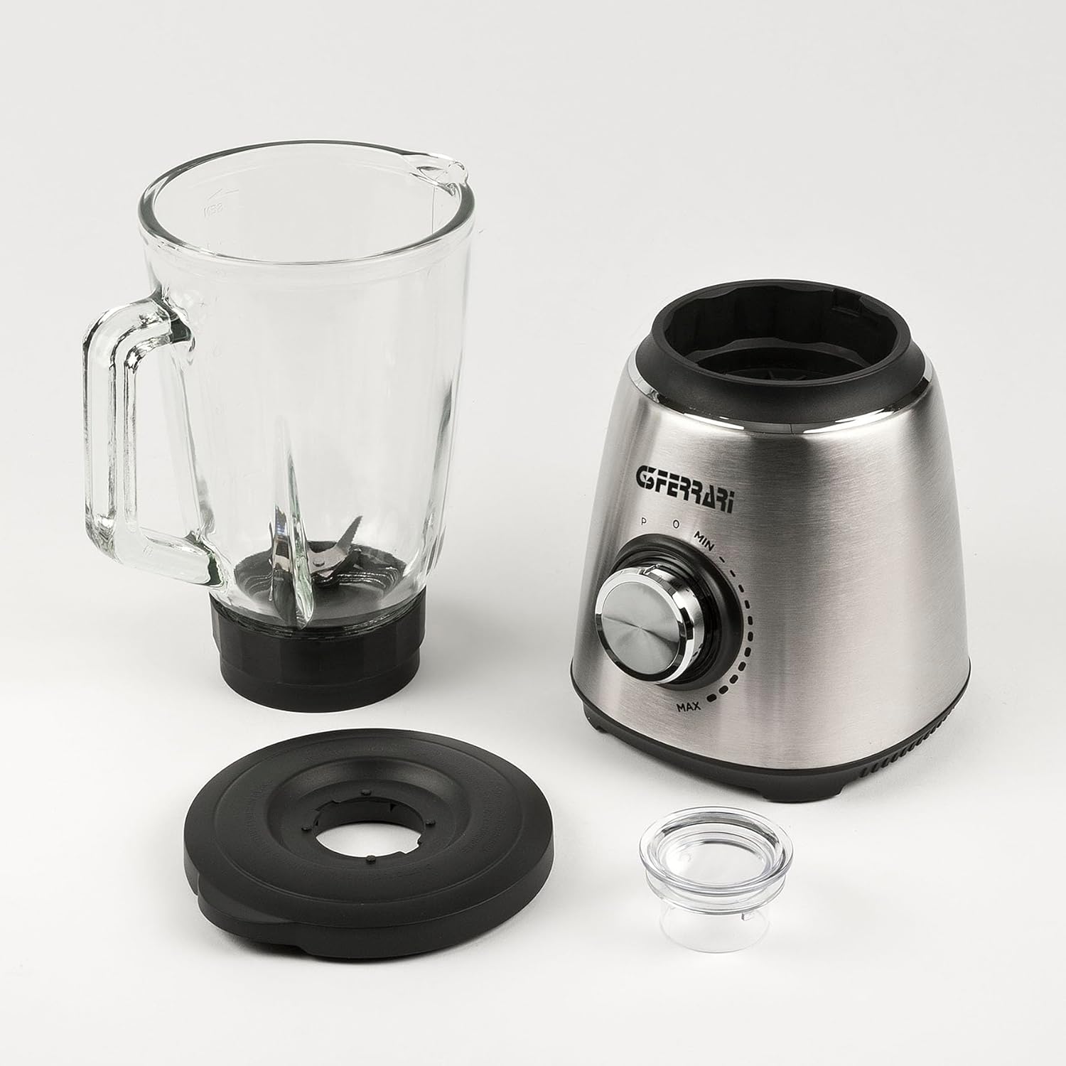 G3 Ferrari G20165 Frullatore "Turbine", 1,5 Litri, 1300 W, Bicchiere in Vetro, 6 Lame, Velocità Variabile, Pulse, Corpo INOX