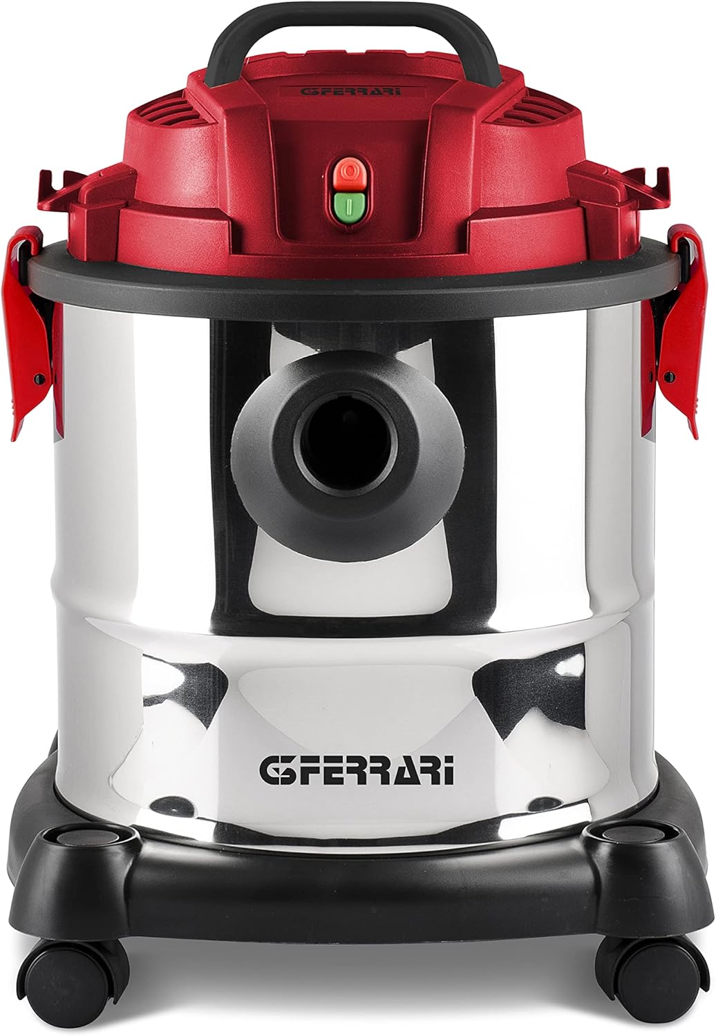 G3 Ferrari G90028 Fusto Red Bidone Aspira Solidi e Liquidi,1000 W, 18kPa, Wet&Dry, Filtro in tessuto, Accessori inclusi, Acciaio Inox/Rosso