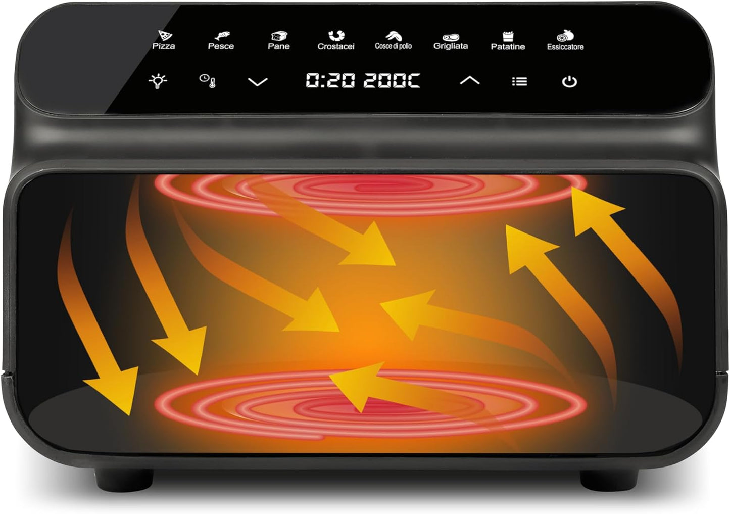 G3 Ferrari G10181 Friggitrice e griglia ad Aria BBQ, 2000W, 10 Litri XXL, 8 Programmi, Multifunzione, Barbecue Smokeless, BPA PFOA Safe, Accessori e Ricettario inclusi, Timer, Nero/Grigio Argento