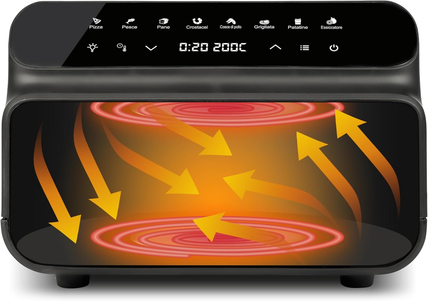 G3 Ferrari G10181 Friggitrice e griglia ad Aria BBQ, 2000W, 10 Litri XXL, 8 Programmi, Multifunzione, Barbecue Smokeless, BPA PFOA Safe, Accessori e Ricettario inclusi, Timer, Nero/Grigio Argento