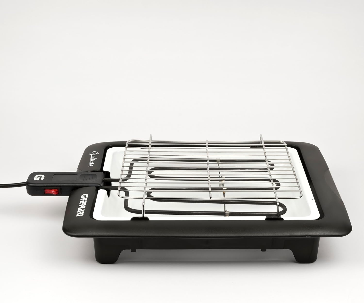 G3 Ferrari G10024 Giulietta Barbecue Elettrico, 2000 W, Griglie Inox, Area cottura 31 x 25 cm, Vassoio porcellanato per facile pulizia, Resistenza in acciaio corazzato, Griglia doppia, Nero