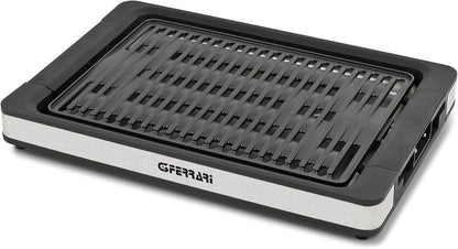 G3 Ferrari G10206 Tito Barbecue, 1800 W, Smokeless, Regolazione Temperatura, Piastra XL 36,5 x 25,5 cm, Dispositivo di Sicurezza, Vassoio Raccogli Grasso, Completamente smontabile, Nero