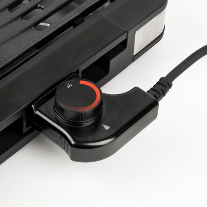 G3 Ferrari G10206 Tito Barbecue, 1800 W, Smokeless, Regolazione Temperatura, Piastra XL 36,5 x 25,5 cm, Dispositivo di Sicurezza, Vassoio Raccogli Grasso, Completamente smontabile, Nero