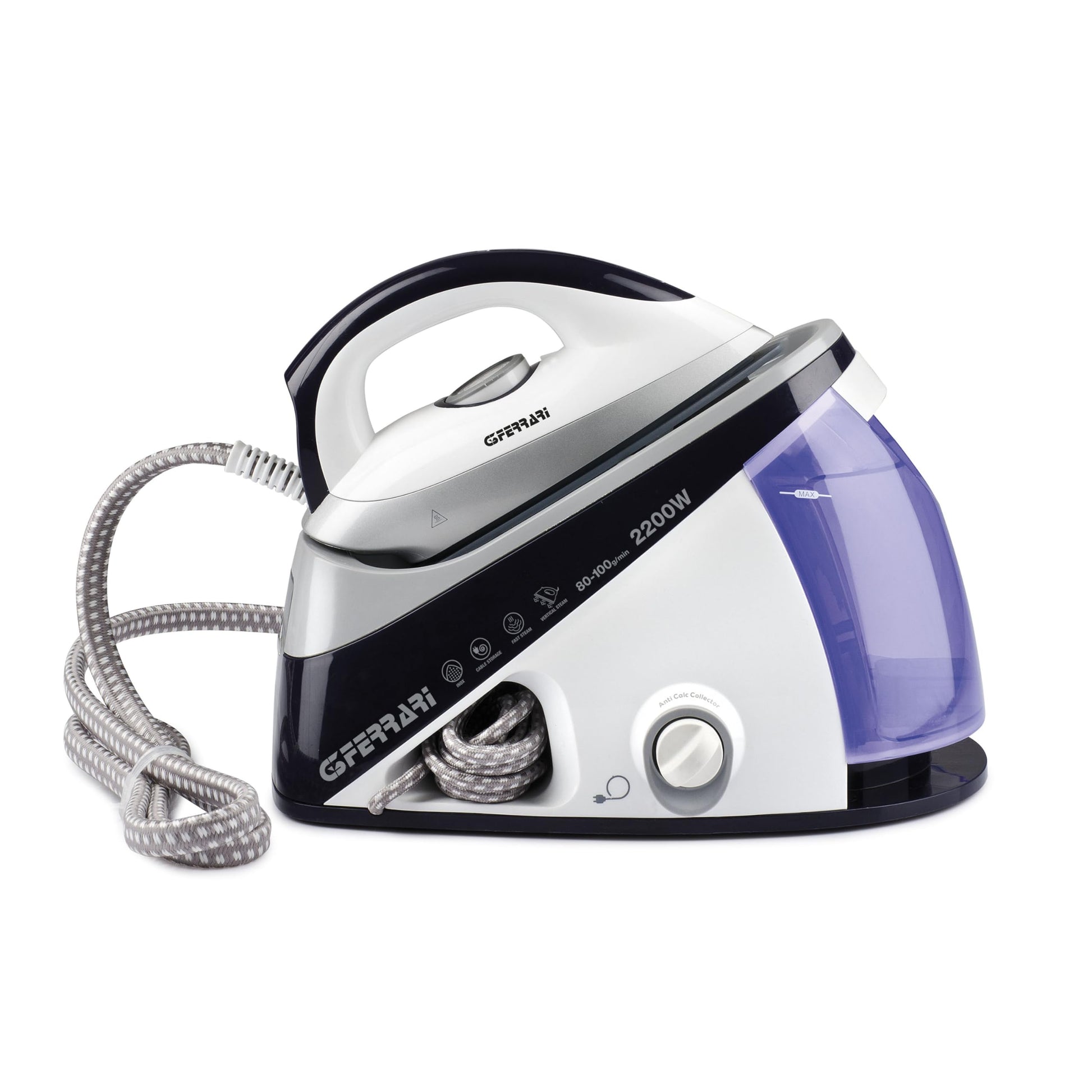 G3 Ferrari G40019 Getto-VAP Sistema Stirante Professionale, 2000 W, Serbatoio 700cc, 3 Bar pressione, Termostato regolabile, Accensione separata ferro/caldaia, Blu/Bianco