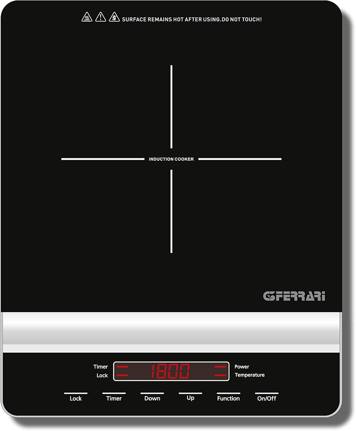 G3 Ferrari G10137 Dinamiko Piastra ad Induzione, 1800 W, Design Slim, Regolazione temperatura, Timer 3 ore, Vetro, Comandi Soft-touch