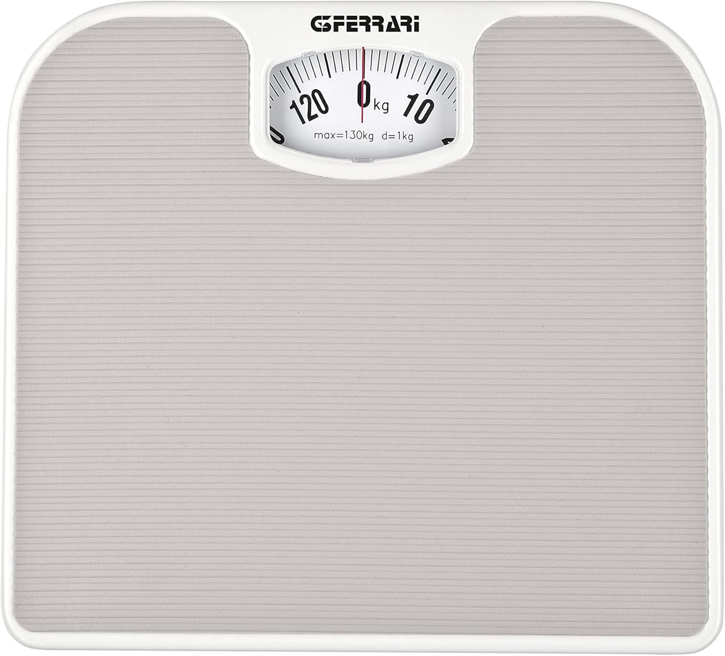 G3 Ferrari G30048 Bilancia pesapersone meccanica, Pesapersona Meccanica, 130 kg, Divisione di pesatura 1 kg, Pedana antiscivolo, Facile lettura, Design vintage, Grigio