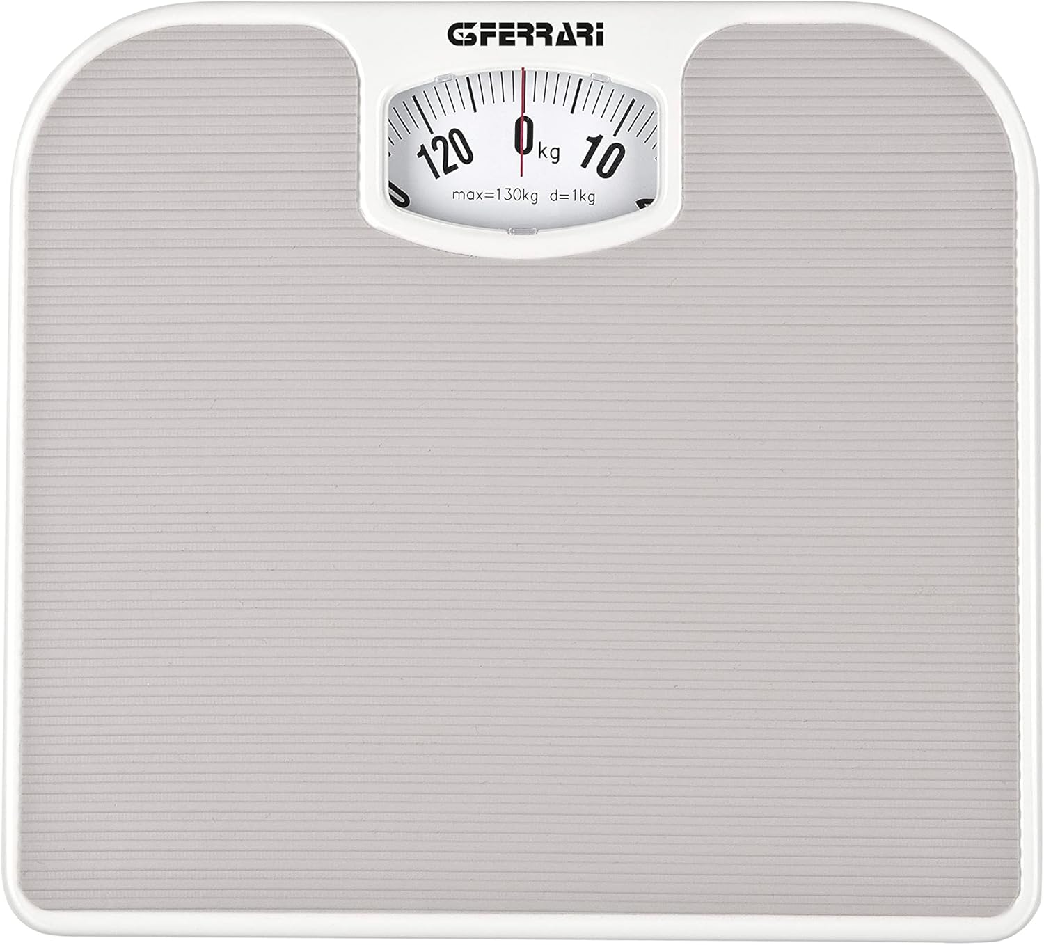 G3 Ferrari G30048 Bilancia pesapersone meccanica, Pesapersona Meccanica, 130 kg, Divisione di pesatura 1 kg, Pedana antiscivolo, Facile lettura, Design vintage, Grigio