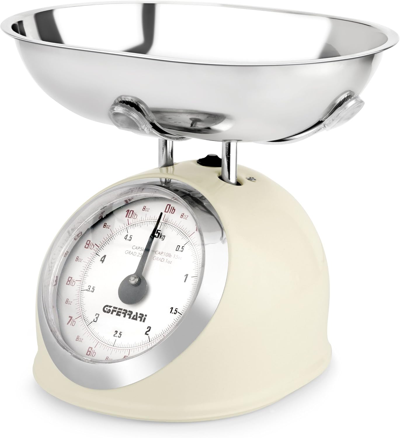 G3 Ferrari G20003 Bilancia Meccanica da Cucina "Aska", 25 g / 5 kg, Metallo, Panna