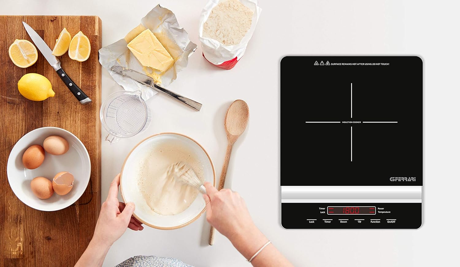 G3 Ferrari G10137 Dinamiko Piastra ad Induzione, 1800 W, Design Slim, Regolazione temperatura, Timer 3 ore, Vetro, Comandi Soft-touch