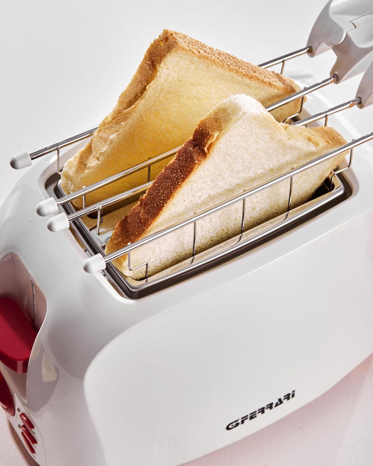 G3 Ferrari G10179 Tostapane To-Stàr, 800 Watt, Pinze INOX, Ampie fessure per toast farciti, Vassoio raccogli briciole, 7 livelli di cottura, Bianco