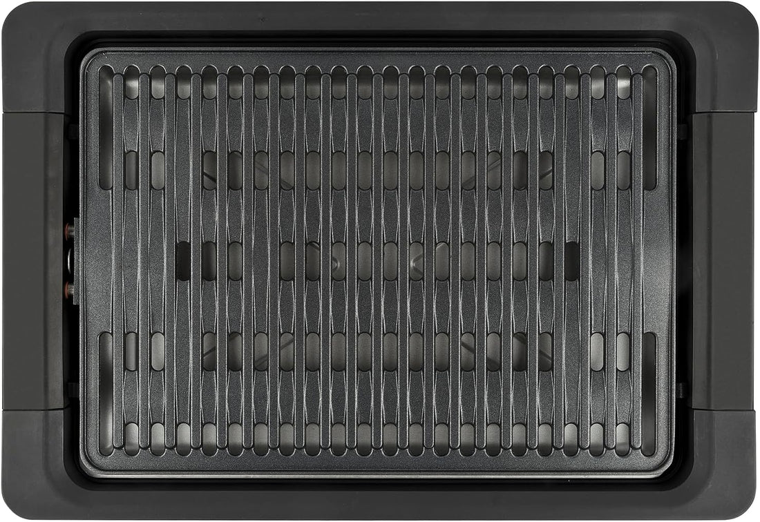 G3 Ferrari G10206 Tito Barbecue, 1800 W, Smokeless, Regolazione Temperatura, Piastra XL 36,5 x 25,5 cm, Dispositivo di Sicurezza, Vassoio Raccogli Grasso, Completamente smontabile, Nero