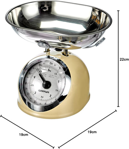 G3 Ferrari G20003 Bilancia Meccanica da Cucina "Aska", 25 g / 5 kg, Metallo, Panna
